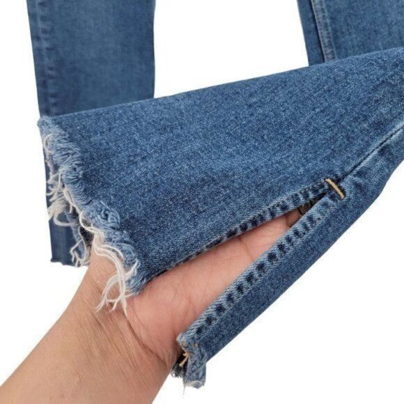 Zara  Medium Blue Fray Split Hem Jeans - Picture 2 of 10